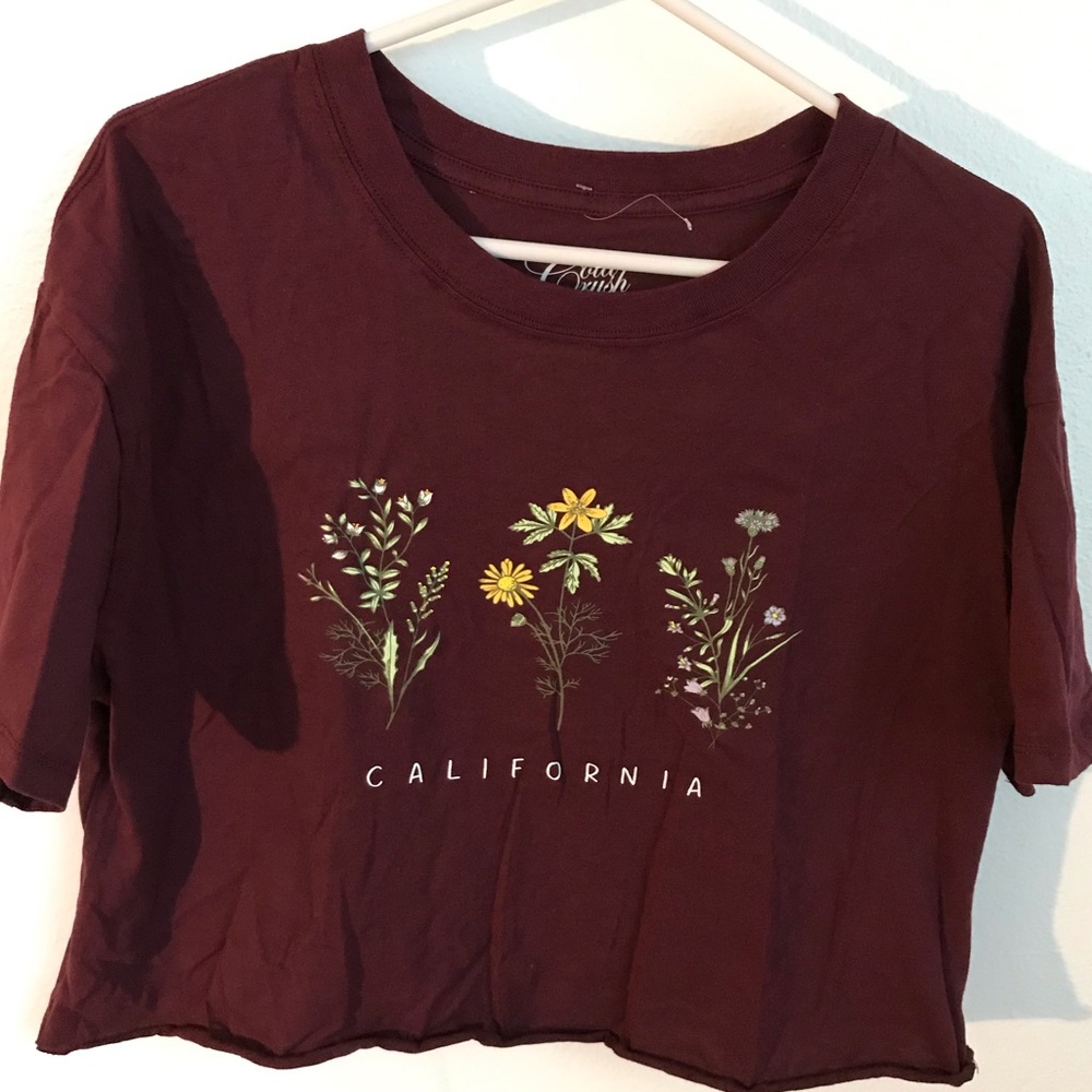 Cute crop top/tee burgundy teen/women